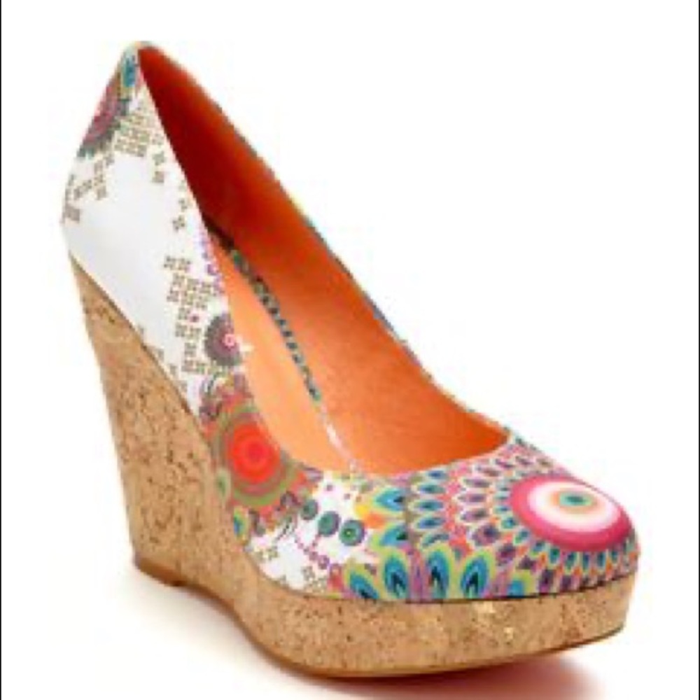 Desigual Peacock Wedge Heels 39 8-9